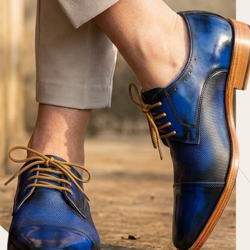 Cobalto derby with blue patina